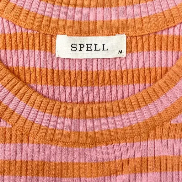 Spell And The Gypsy Collective Calypso Summer Striped Pink Orange Mini Dress MED - Picture 10 of 11